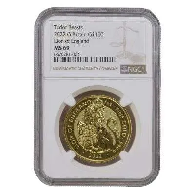 2022 1oz gold Tudor Beasts Lion of England NGC MS69 - Bullion House