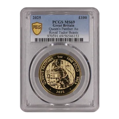 2025 1oz gold Tudor Beasts Queens Panther PCGS MS69 - Bullion House