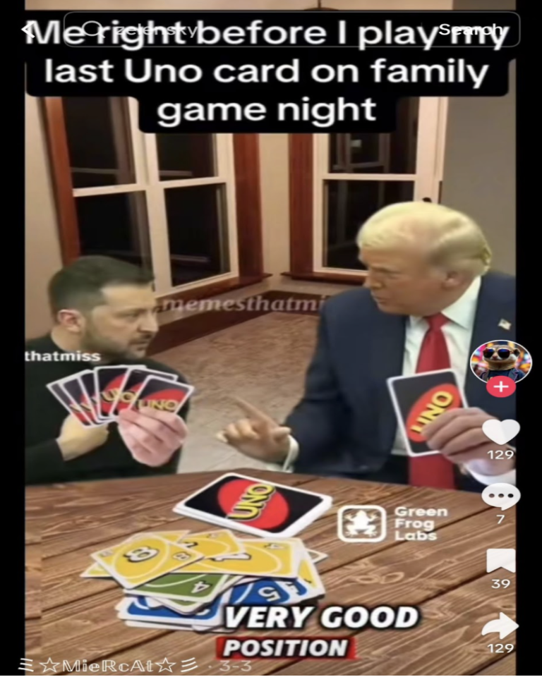 Trump and zalenski playing Uno